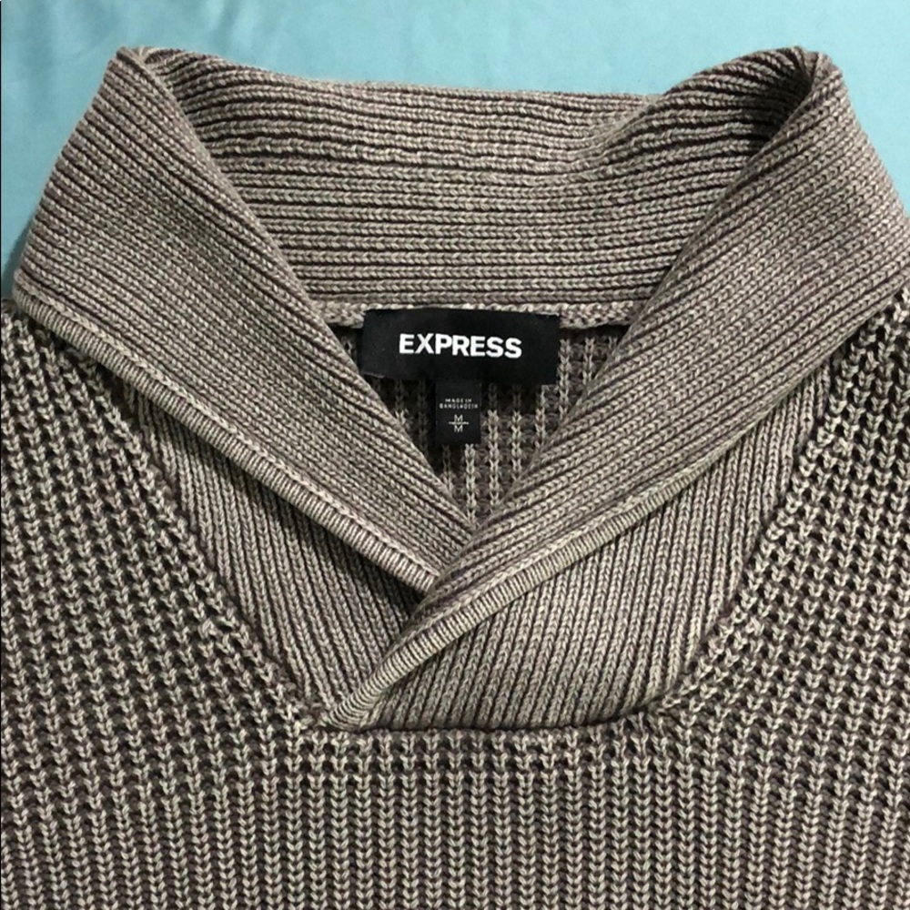 MENS GARMENT DYED SHAWL COLLAR POPOVER SWEATER
